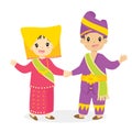 Kids in Padang Traditional Dress Cartoon Vector