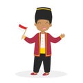 Indonesian Boy Wearing North Maluku Traditional Vector