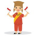 Indonesian Boy wearing Toraja, Sulawesi Indonesia Traditional Clothes Vector Royalty Free Stock Photo