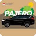 Indonesian Car Series: Black Mitsubishi Pajero Sport in The Desert Flat Vector