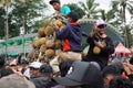 Indonesian are carrying tumpeng durian on sumberasri durian festival