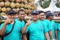 Indonesian are carrying tumpeng durian on sumberasri durian festival