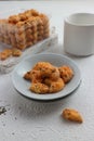 cheese biscuits on a white plate Royalty Free Stock Photo