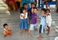 Indonesian children on the pier in Tobil village Togean Islands Royalty Free Stock Photo