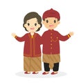 Indonesian Children Wearing West Javanese Traditional Vector Royalty Free Stock Photo