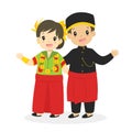 Indonesian Children Wearing West Sulawesi Traditional Vector Royalty Free Stock Photo