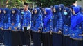 Indonesian Civil Servants are attending the ceremony wearing Korpri clothes