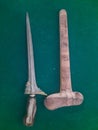 Indonesian classic weapon keris that has been recognized by the world, made of iron and wood with a green begraun