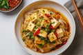 Indonesian delight Stir fried bean sprouts mixed with crispy tofu