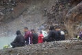 Indonesian do traditional ritual on larung sesaji (Javanese thanksgiving) Gunung Kelud Royalty Free Stock Photo