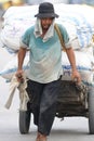 Indonesian docker in Sunda Kelapa port, Jakarta Royalty Free Stock Photo