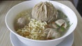 Indonesian famous foodstreet Bakso or baso is a meatballs served with the soup if beef broth, noodle, additional soy sauce and