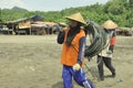 Indonesian fishermen Sidem beach woman Royalty Free Stock Photo