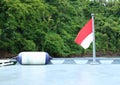 Indonesian flag on boat