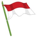 Indonesian Flag on Spiky Sharpened Bamboo Drawing Vector Illustration Dirgahayu RI