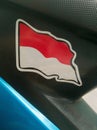 Indonesian flag sticker affixed to the motorcyle body Royalty Free Stock Photo