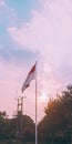 Indonesian flag with the sun rise