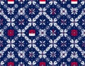 Indonesian Flags with Red White Floral Pattern Background Royalty Free Stock Photo