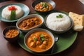 Indonesian food in bali, several curries and rice.