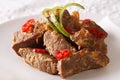 Indonesian Food: Beef rendang close-up. horizontal Royalty Free Stock Photo