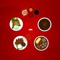 Indonesian food collection flat vector