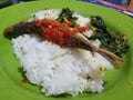 Indonesian food klotok fish vegetables health rice Royalty Free Stock Photo