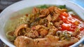 Indonesian food, mie ayam, noodles with chicken