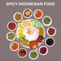 Indonesian food Nasi Campur Sambal