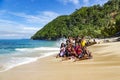 Indonesian funny children in beach