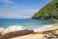 Indonesian funny children swim in the Indian Ocean