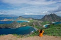 Indonesian girl on Padar island in the waters of the Komodo Islands