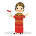 Indonesian Girl wearing Toraja, Sulawesi Indonesia Traditional Clothes Vector