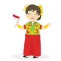 Indonesian Girl Wearing West Sulawesi Traditional Vector