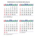 indonesian gregorian calendar 2025 part 1, january february march april