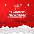 indonesian independence day 17th of august square banner for social media post with abstract gradient red and white background Royalty Free Stock Photo