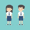 Indonesian Junior High School Uniform Kids Cartoon Vector