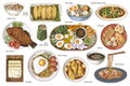 Indonesian kitchen. A set of classic dishes.