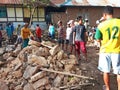 Indonesian local people working together building neighbor's house, Asian male construction workers and labor day