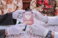 Indonesian marriage book hold with glove