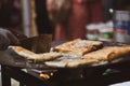 Indonesian martabak preparation as a street food meal