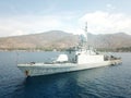 Indonesian Navy Military Ship Anchored at Balinese Sea Points in Amed