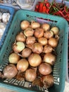 Indonesian onions at a traditional market Royalty Free Stock Photo