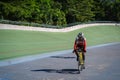 Indonesian paracycling athlete Pradana Diwan Fiar is training to prepare for the next race at the Velodrome Manahan Solo.