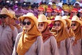 Indonesian participating in marching (baris berbaris) to celebrate Indonesian independence day