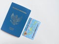Indonesian passport and indonesian identity card.