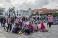 Indonesian people enjoy themselves at Fatahillah Square in Jakarta