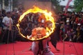 Indonesian people perform bantengan dance. Bantengan is one of the delights of East Java