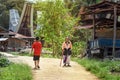 Indonesian people on the road in Lempo village. Tana Toraja