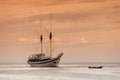 Indonesian Phinisi Schooner at Sunset Royalty Free Stock Photo