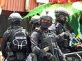 Indonesian Police, anti terror forces on patrol Royalty Free Stock Photo